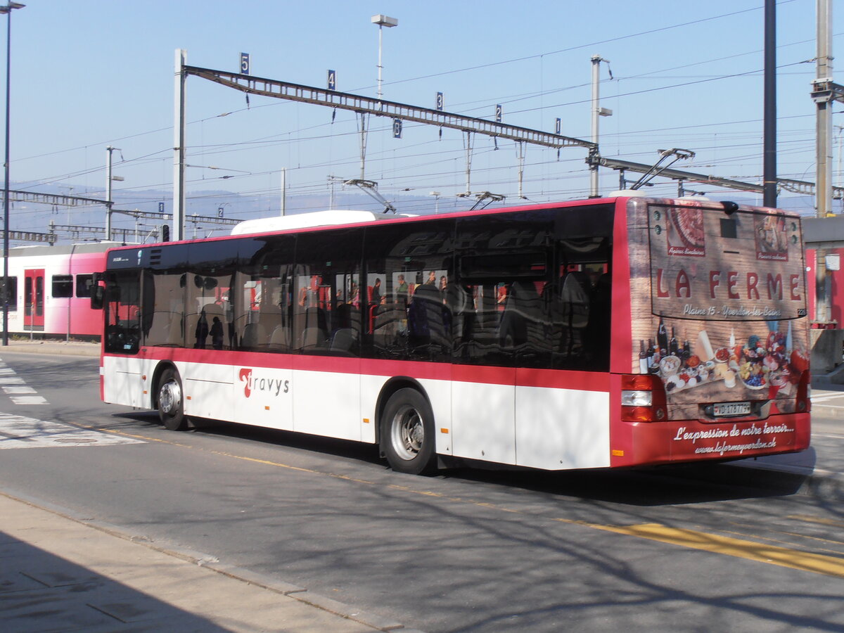 (234'039) - TRAVYS Yverdon - Nr. 226/VD 178'779 - MAN am 20. Mrz 2022 beim Bahnhof Yverdon