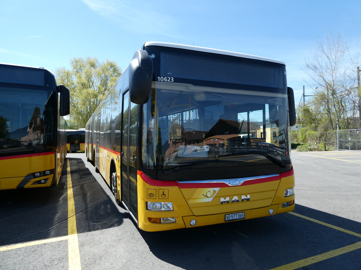 (234'747) - CarPostal Ouest - VD 577'065 - MAN am 18. April 2022 in Yverdon, Garage