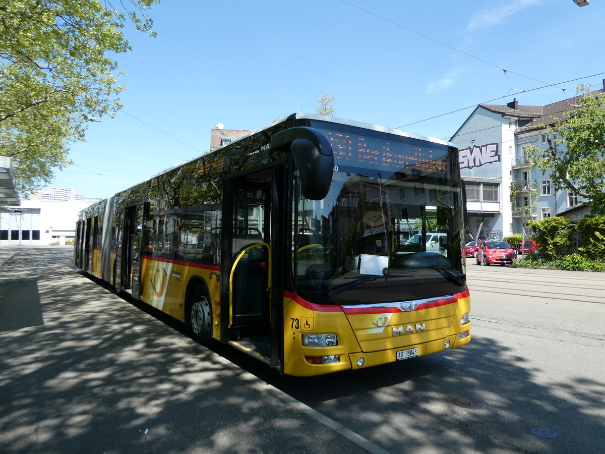 (235'002) - Steffen, Remetschwil - Nr. 73/AG 35'043 - MAN am 2. Mai 2022 beim Bahnhof Zrich-Wiedikon 