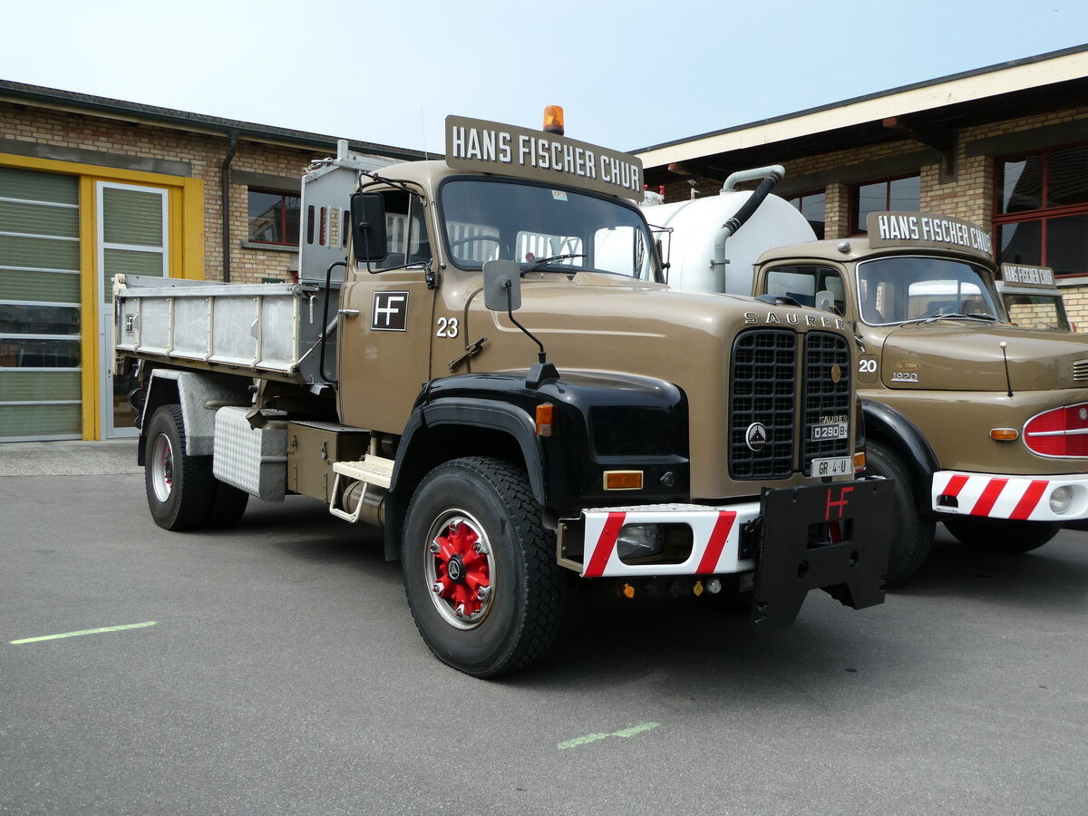 (235'380) - Fischer, Chur - Nr. 23/GR 4 U - Saurer am 7. Mai 2022 in Attikon, Wegmller