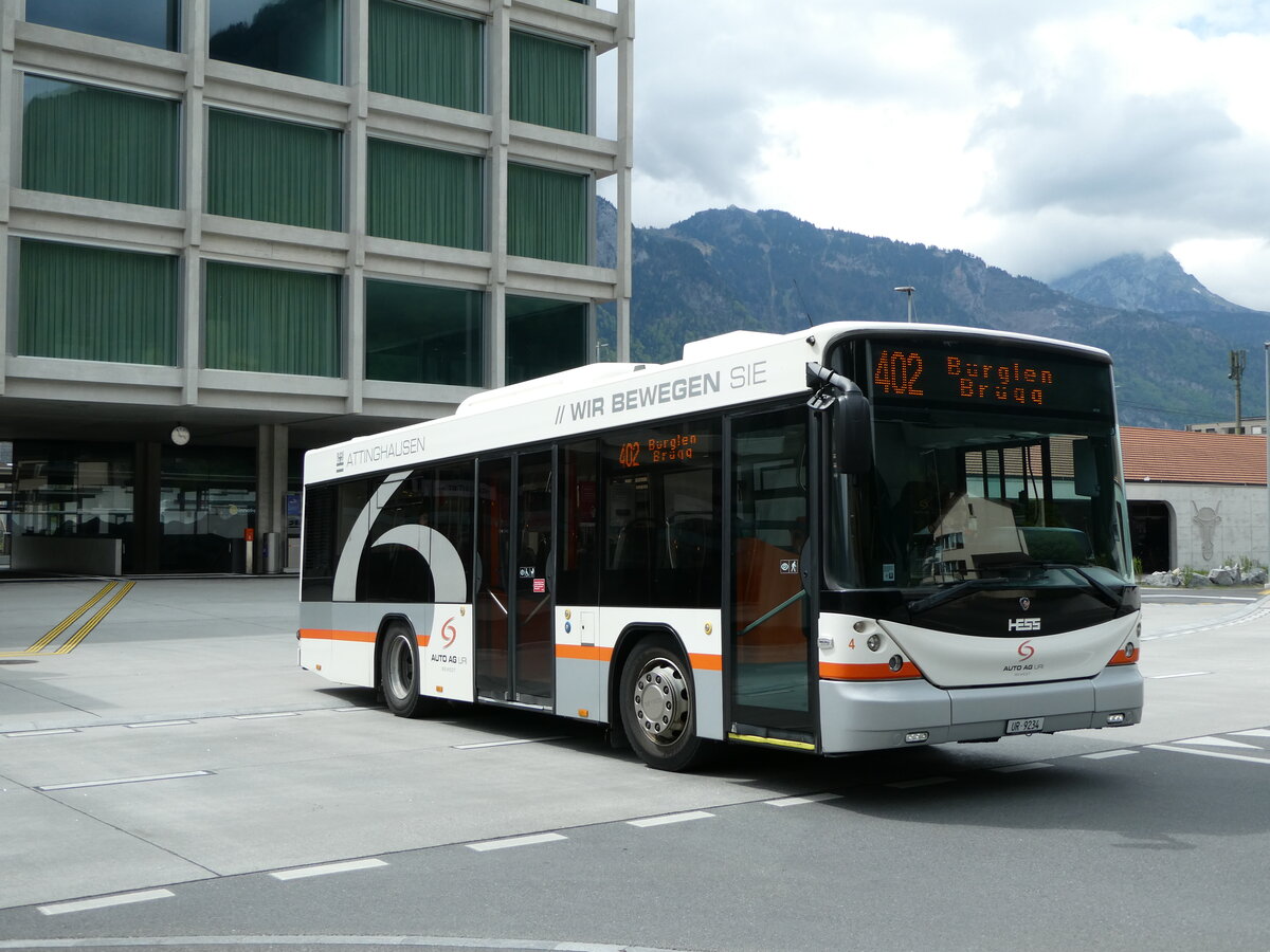 (235'489) - AAGU Altdorf - Nr. 4/UR 9234 - Scania/Hess am 8. Mai 2022 beim Bahnhof Altdorf