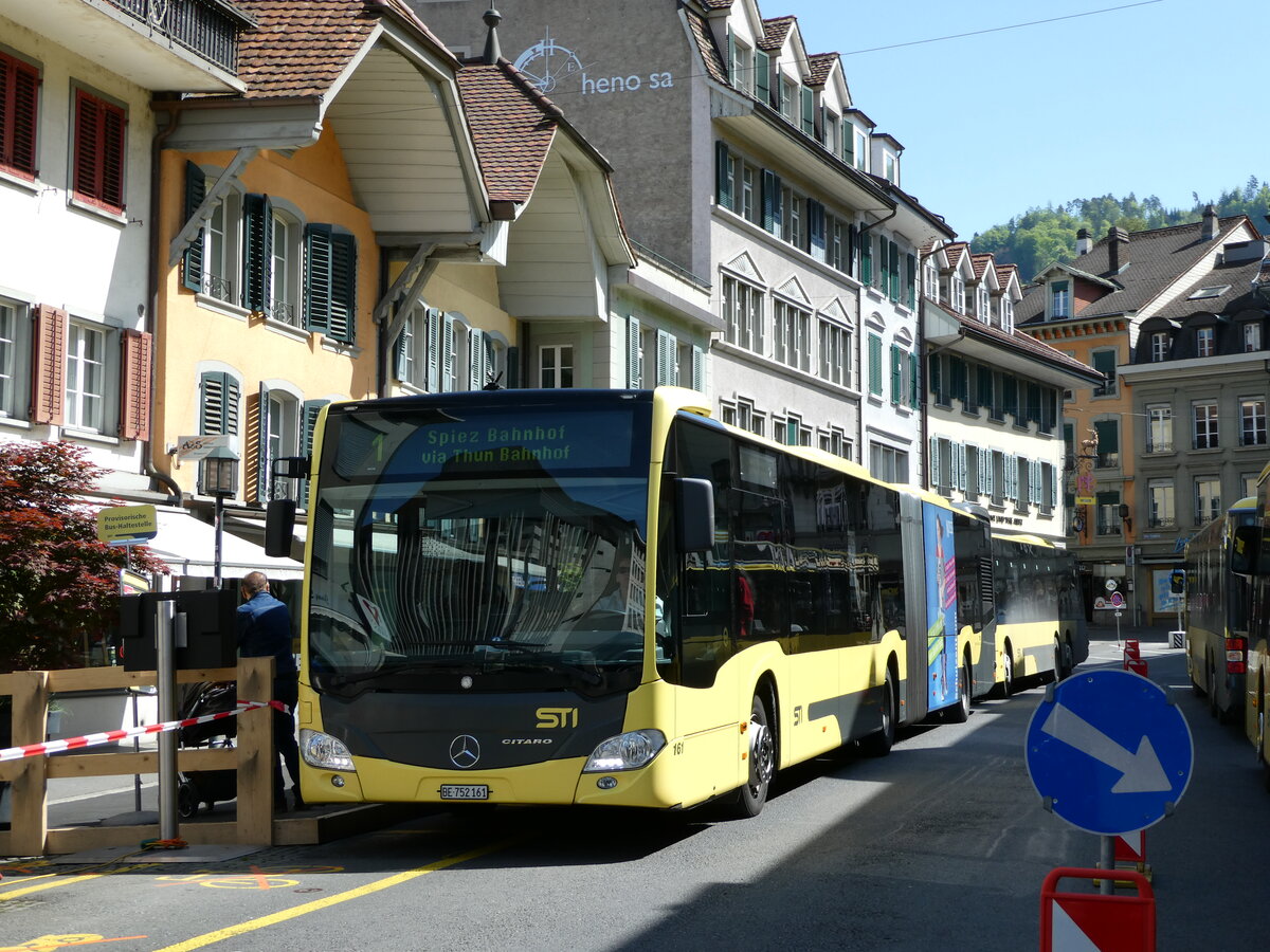 (235'526) - STI Thun - Nr. 161/BE 752'161 - Mercedes am 9. Mai 2022 in Thun, Marktgasse (prov. Haltestelle)