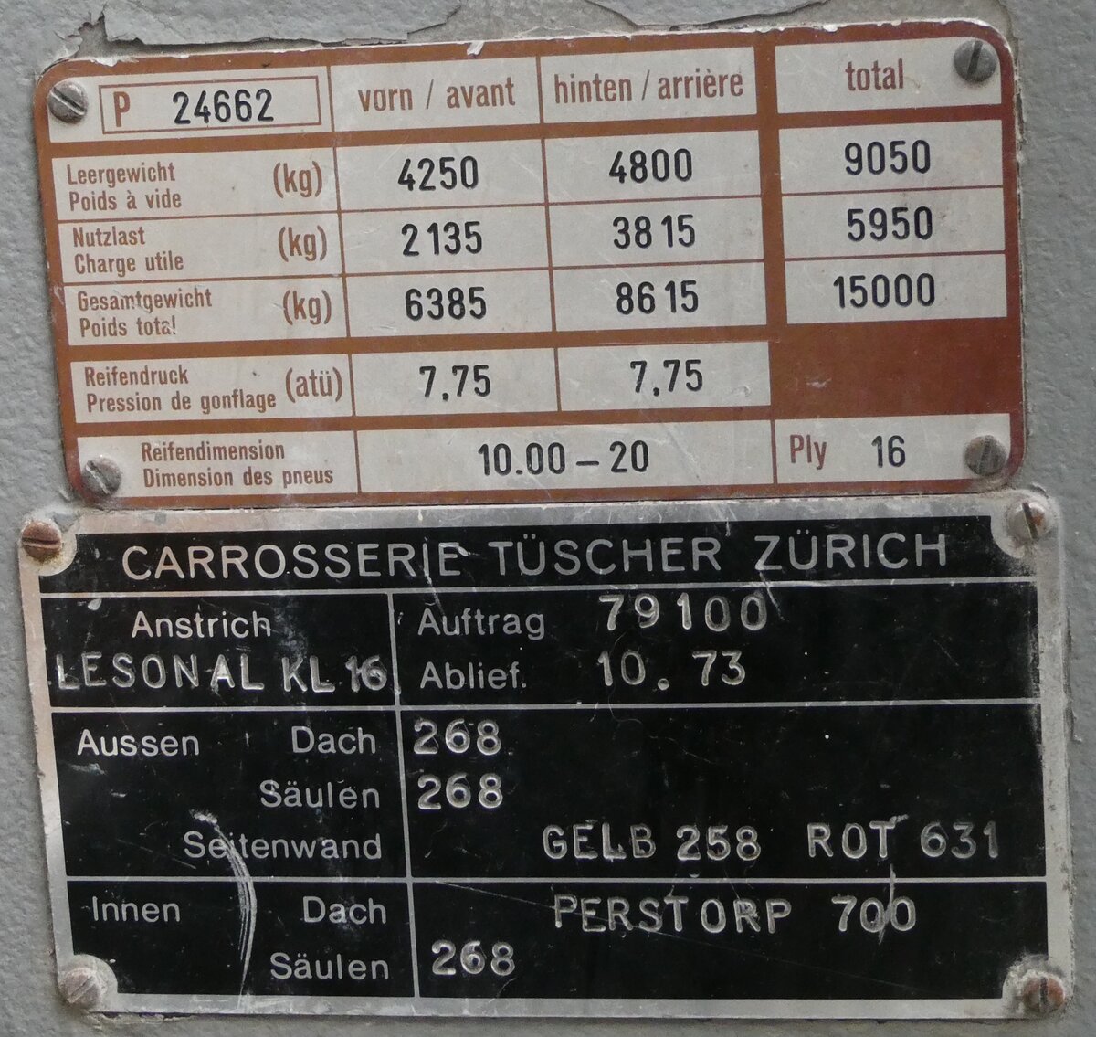 (235'837) - Typenschild - P 24'662 - am 21. Mai 2022 in Arbon, Saurermuseum