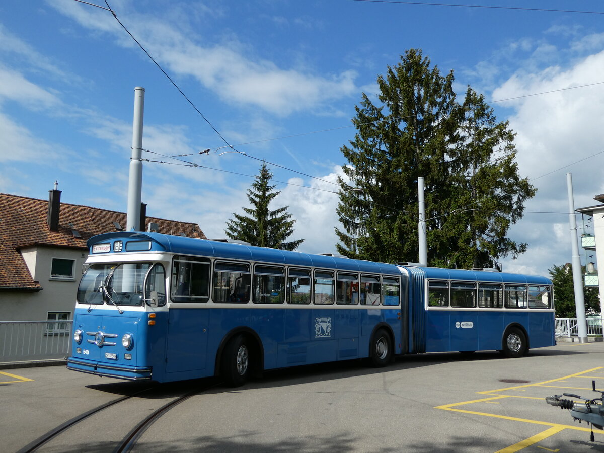 (236'386) - VBZ Zrich (TMZ) - Nr. 540/ZH 187'540 - Saurer/Saurer (ex Nr. 7540; ex Nr. 540) am 28. Mai 2022 in Zrich, Wartau