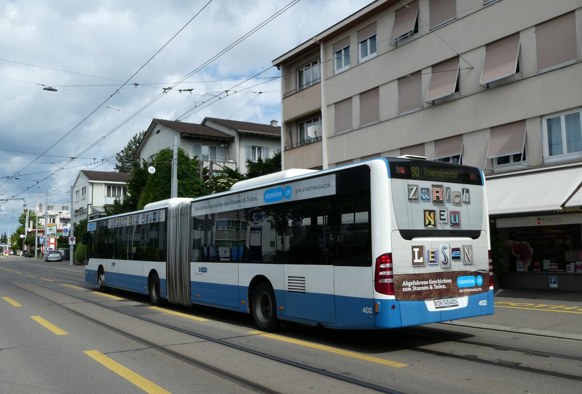 (236'390) - VBZ Zrich - Nr. 402/ZH 745'402 - Mercedes am 28. Mai 2022 in Zrich, Wartau