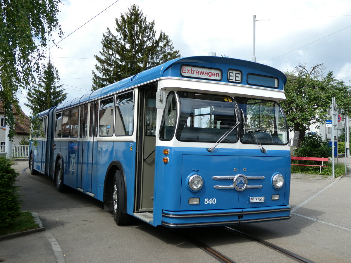 (236'392) - VBZ Zrich (TMZ) - Nr. 540/ZH 187'540 - Saurer/Saurer (ex Nr. 7540; ex Nr. 540) am 28. Mai 2022 in Zrich, Wartau