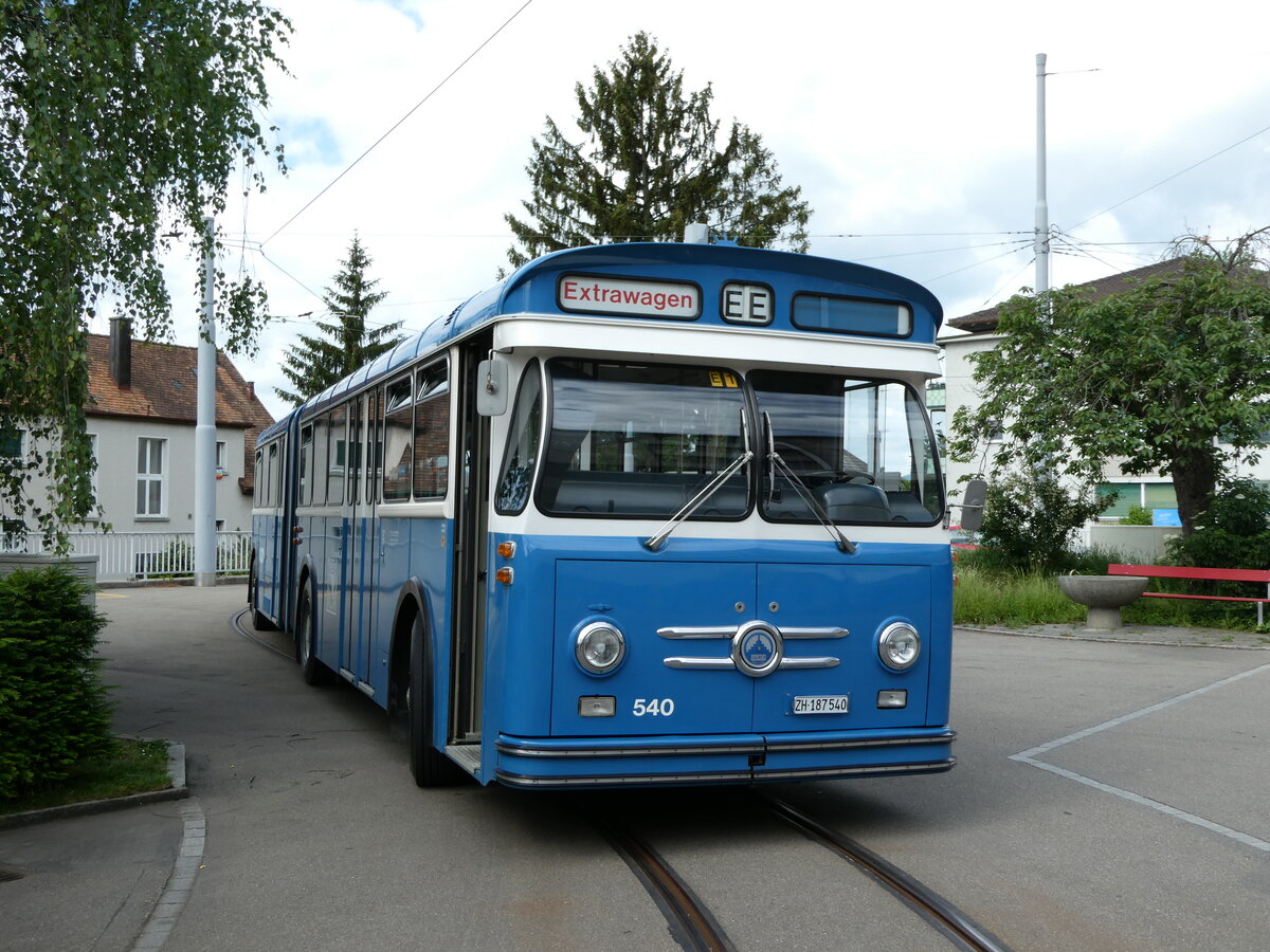 (236'393) - VBZ Zrich (TMZ) - Nr. 540/ZH 187'540 - Saurer/Saurer (ex Nr. 7540; ex Nr. 540) am 28. Mai 2022 in Zrich, Wartau