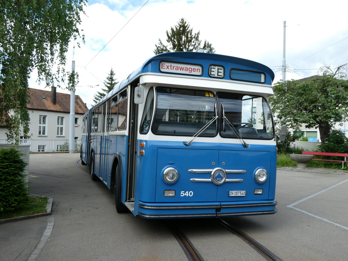 (236'394) - VBZ Zrich (TMZ) - Nr. 540/ZH 187'540 - Saurer/Saurer (ex Nr. 7540; ex Nr. 540) am 28. Mai 2022 in Zrich, Wartau