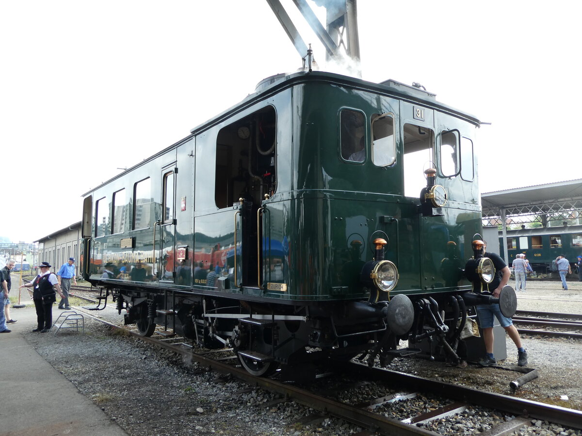 (236'768) - UBB-Dampftriebwagen - Nr. 31 - am 5. Juni 2022 in Brugg, Bahnpark
