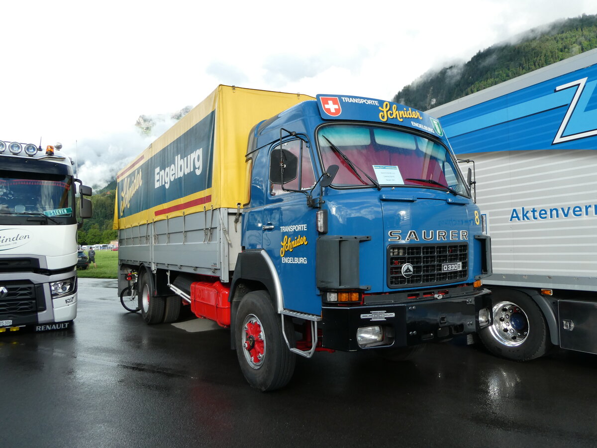 (237'446) - Schnider, Engelburg - Nr. 8 - Saurer am 24. Juni 2022 in Interlaken, Flugplatz