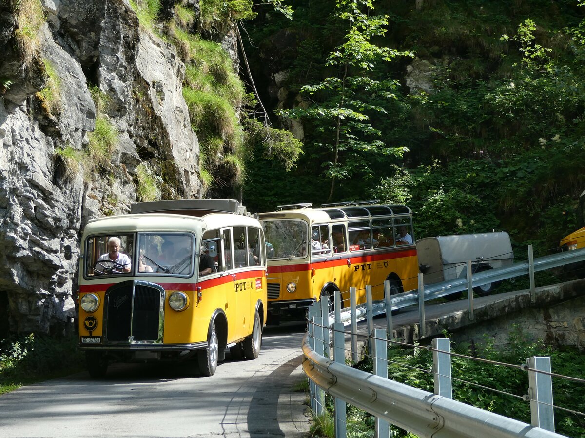 (237'694) - Schmid, Thrishaus - Nr. 3/BE 26'760 - Saurer/Gangloff (ex Geiger, Adelboden Nr. 3) am 26. Juni 2022 in Kiental, Tschingel