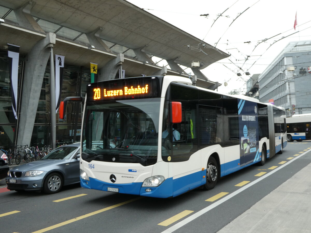 (238'900) - VBL Luzern - Nr. 164/LU 170'563 - Mercedes am 7. August 2022 beim Bahnhof Thun