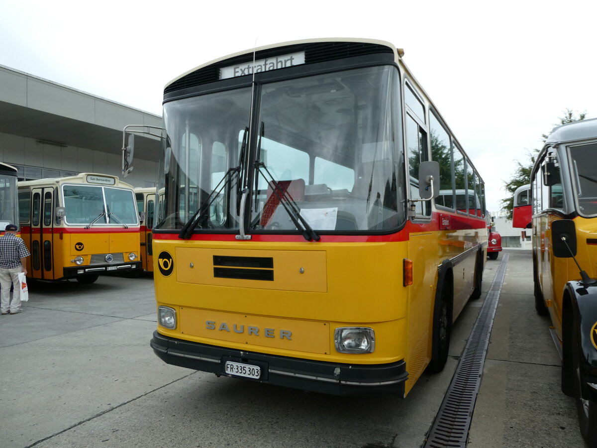 (239'589) - Eichenberger, Bsingen - FR 335'303 - Saurer/R&J (ex Schlapp, Cottens; ex Ruklic, Schaffhausen; ex Heim, Flums; ex Frigg, Zernez; ex P 24'279) am 27. August 2022 in Oberkirch, CAMPUS Sursee