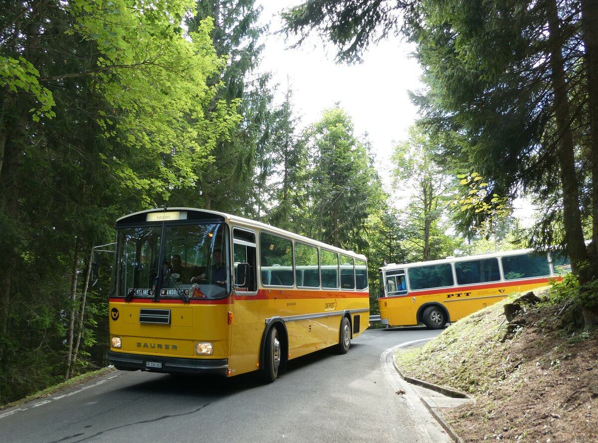 (239'845) - Ackermann, Landquart - GR 106'362 - Saurer/R&J (ex Fssler, Unteriberg; ex Schrch, Gutenburg Nr. 6; ex P 24'358) am 28. August 2022 in Giswil, Emmenwald