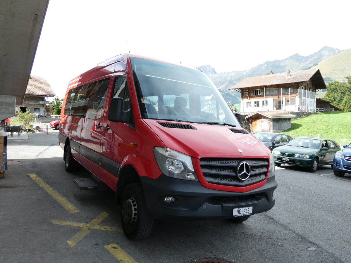 (239'960) - Elsigenalp Bahnen, Achseten - BE 243 - Mercedes (ex AFA Adelboden Nr. 53) am 6. September 2022 in Achseten, Elsigbach