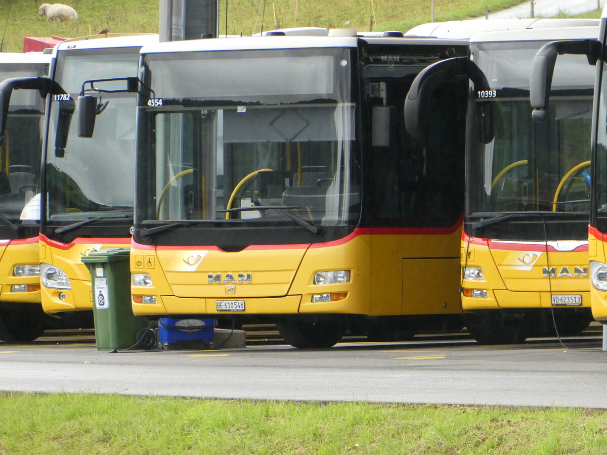 (240'181) - PostAuto Bern - Nr. 4554/BE 610'548 - MAN (ex Nr. 661) am 24. September 2022 in Moudon, Garage (Teilaufnahme)