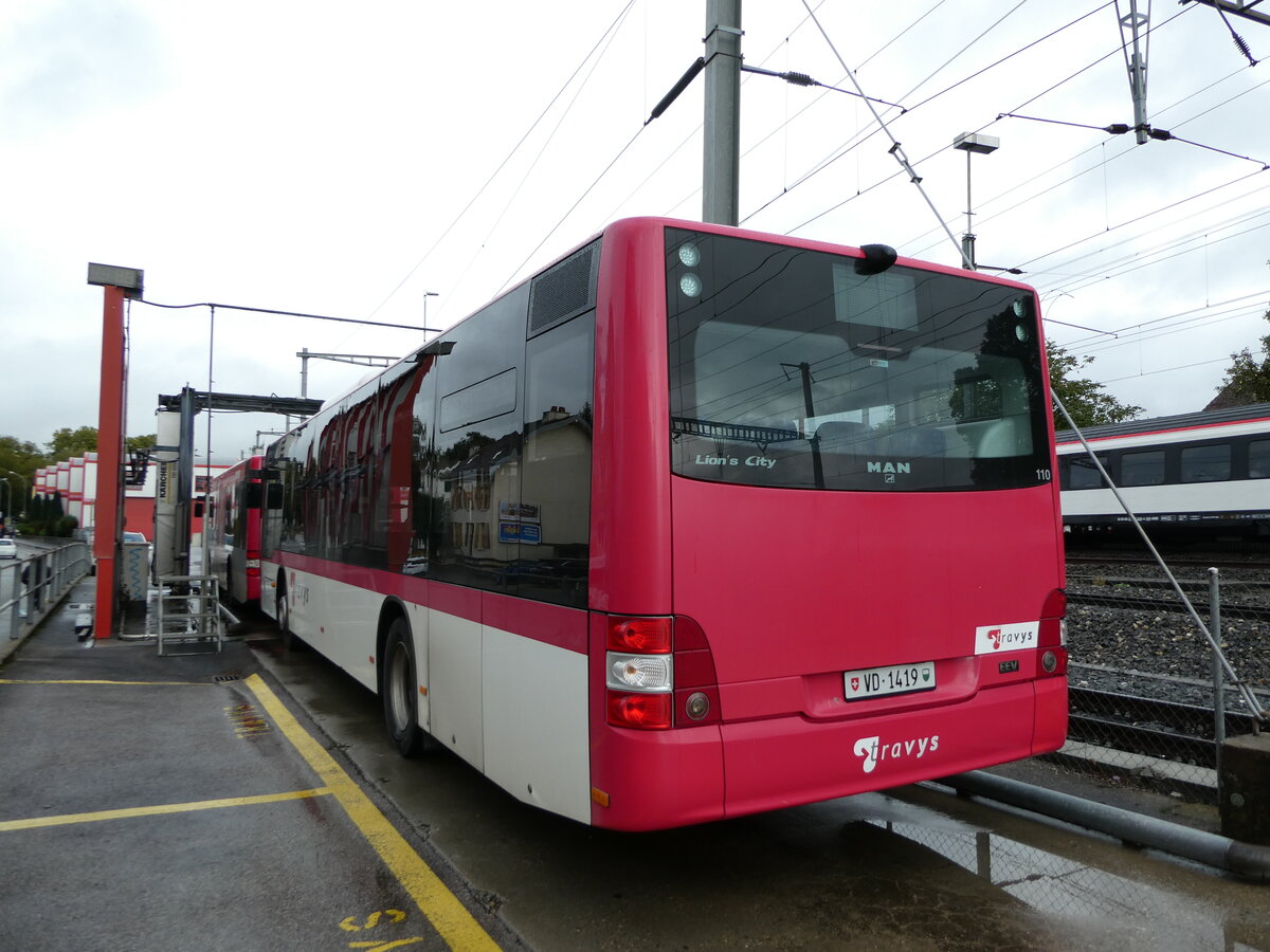 (240'487) - TRAVYS Yverdon - Nr. 110/VD 1419 - MAN am 2. Oktober 2022 in Yverdon, Garage