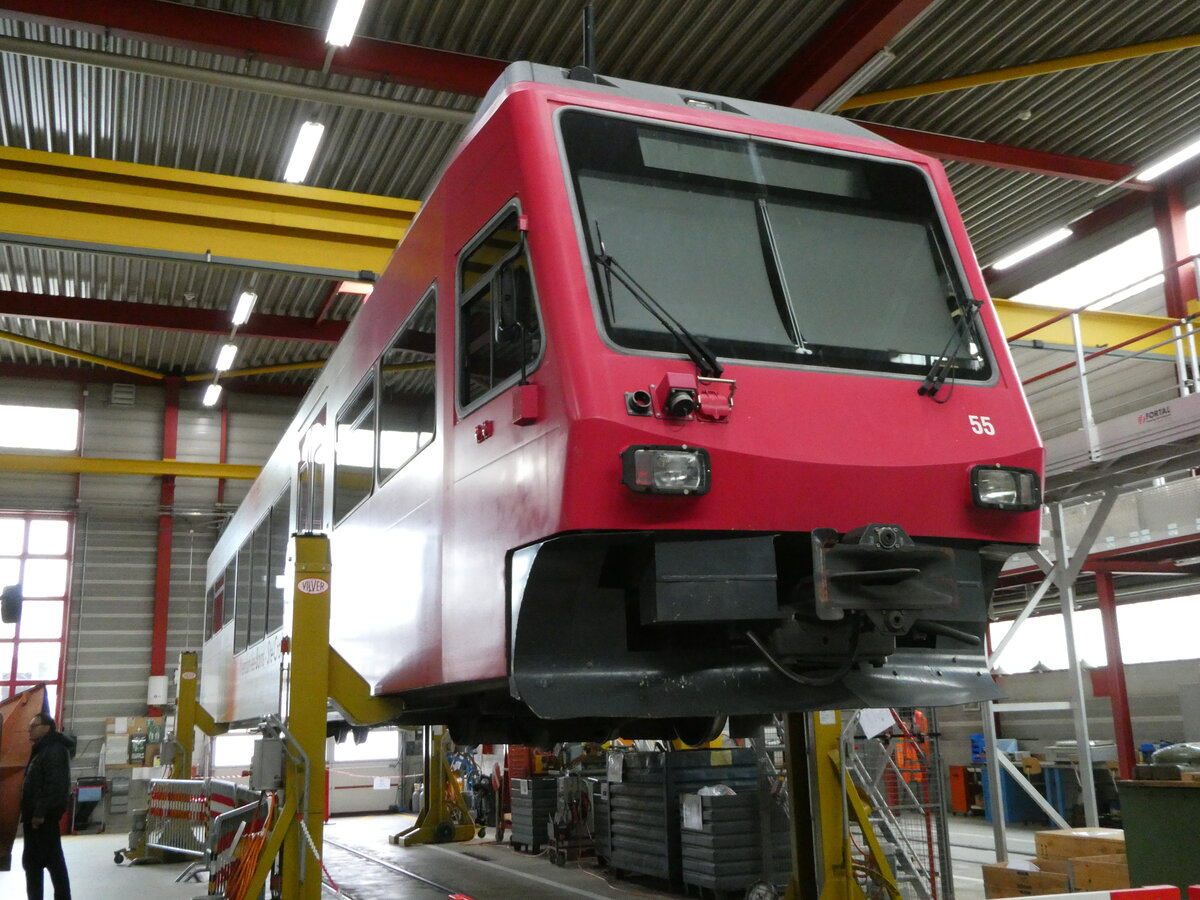 (240'502) - TRAVYS-Pendelzug - Nr. 55 - am 2. Oktober 2022 in Yverdon, Dpt