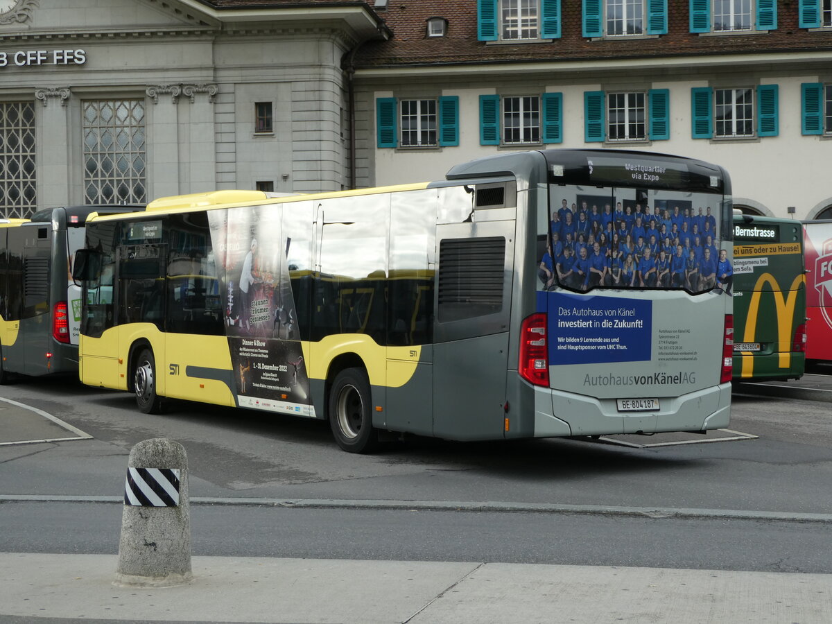 (240'616) - STI Thun - Nr. 187/BE 804'187 - Mercedes am 3. Oktober 2022 beim Bahnhof Thun 