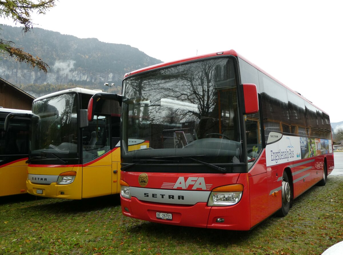 (241'815) - AFA Adelboden - Nr. 24/BE 26'701 - Setra am 24. Oktober 2022 in Meiringen, Postgarage (Einsatz: PostAuto fr Engstlenalp-Bus)