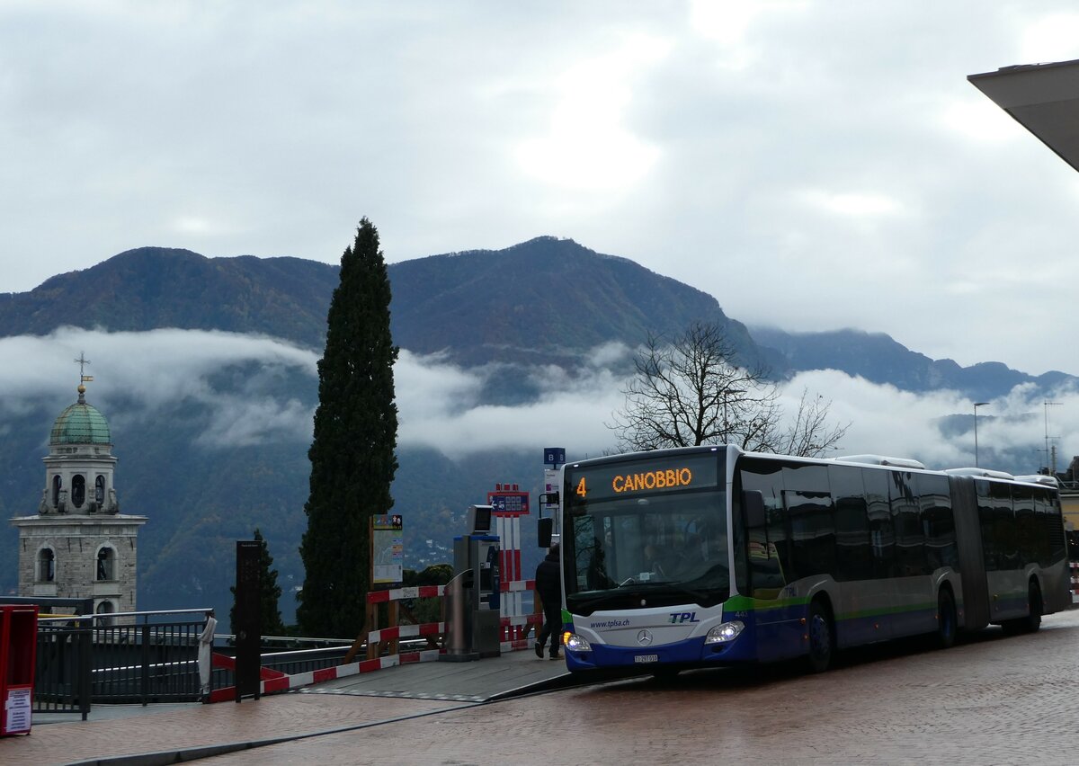 (242'774) - TPL Lugano - Nr. 443/TI 297'010 - Mercedes am 16. November 2022 beim Bahnhof Lugano