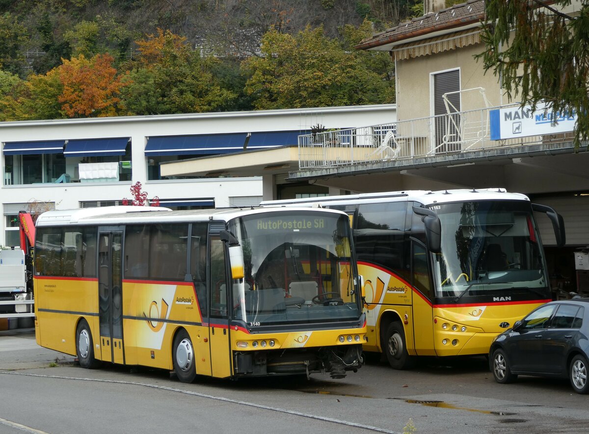 (242'778) - Chiesa, Riazzino - Neoplan (ex Autopostale, Muggio; ex Schera, Muggio; ex AutoPostale Ticino-Moesano Nr. 509; ex P 25'849) am 16. November 2022 in Maroggia, Garage Merzaghi