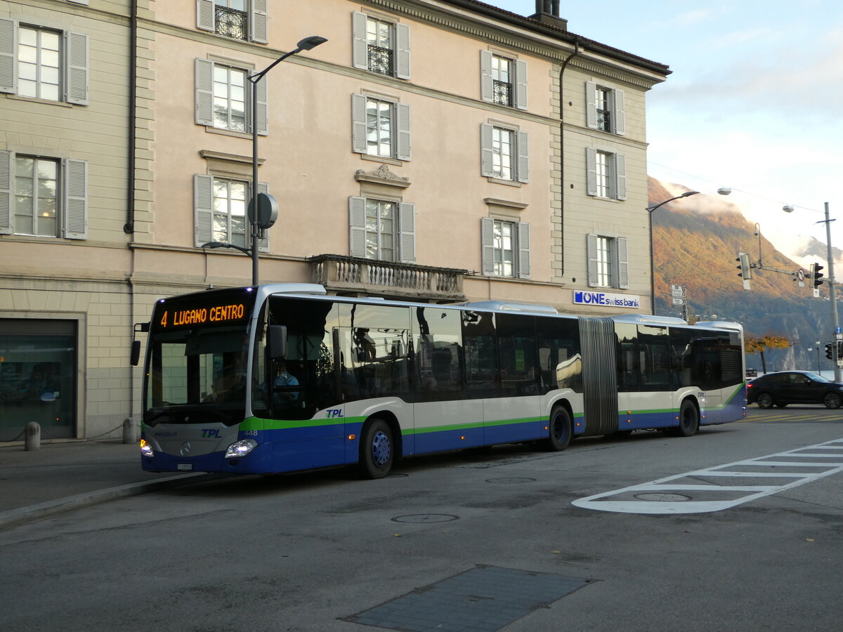 (242'843) - TPL Lugano - Nr. 448/TI 339'503 - Mercedes am 16. November 2022 in Lugano, Piazza Manzoni