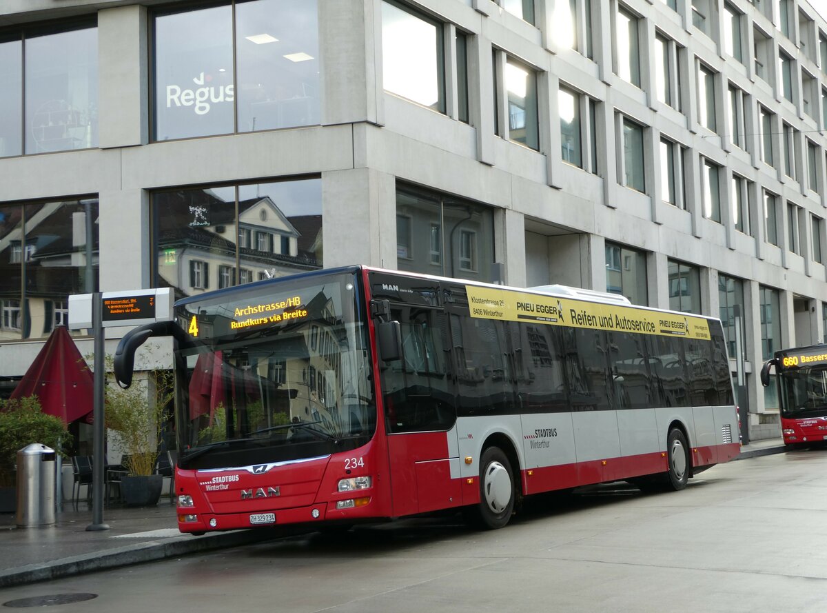 (243'006) - SW Winterthur - Nr. 234/ZH 329'234 - MAN am 18. November 2022 beim Hauptbahnhof Winterthur