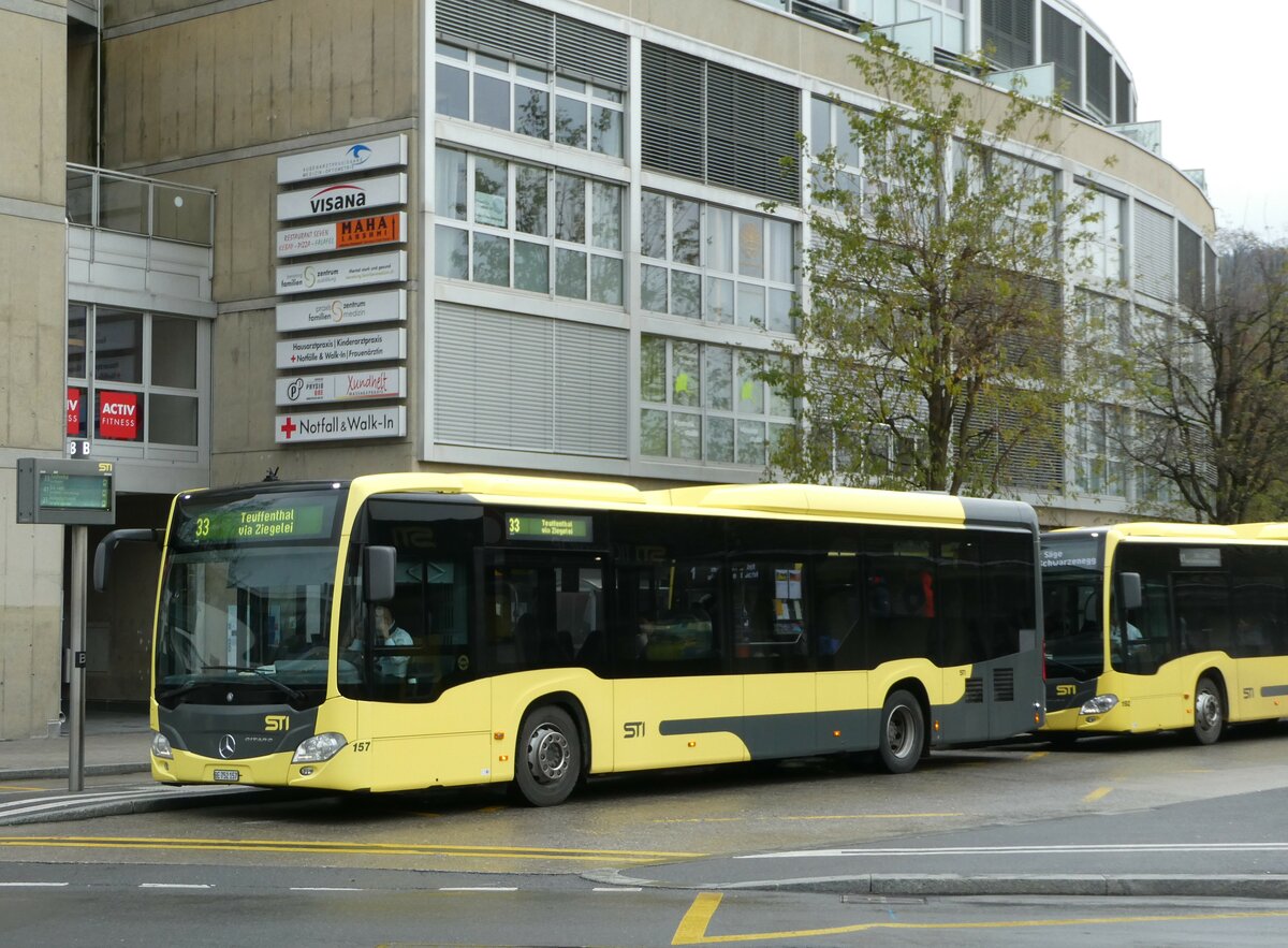 (243'481) - STI Thun - Nr. 157/BE 752'157 - Mercedes am 5. Dezember 2022 beim Bahnhof Thun