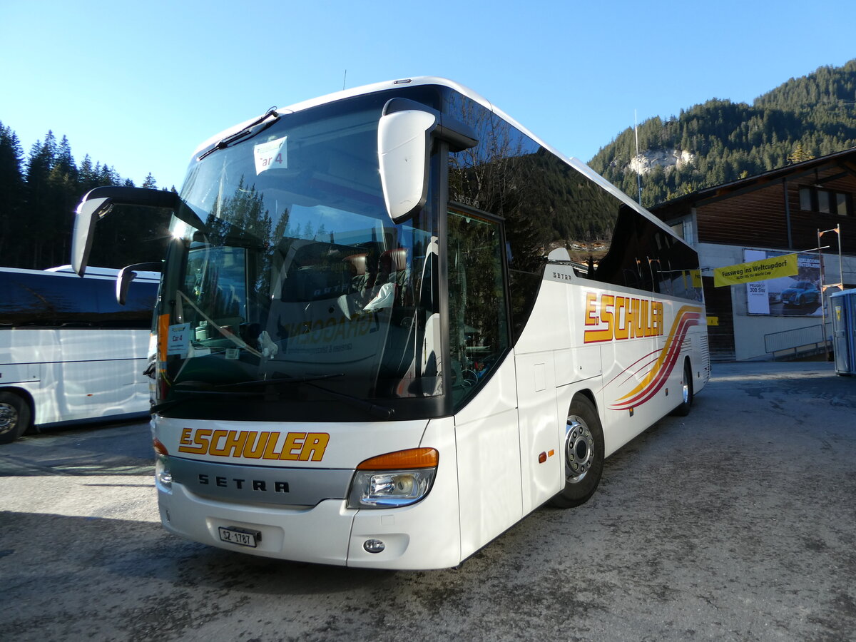 (244'713) - Schuler, Feusisberg - SZ 1787 - Setra am 7. Januar 2023 in Adelboden, ASB