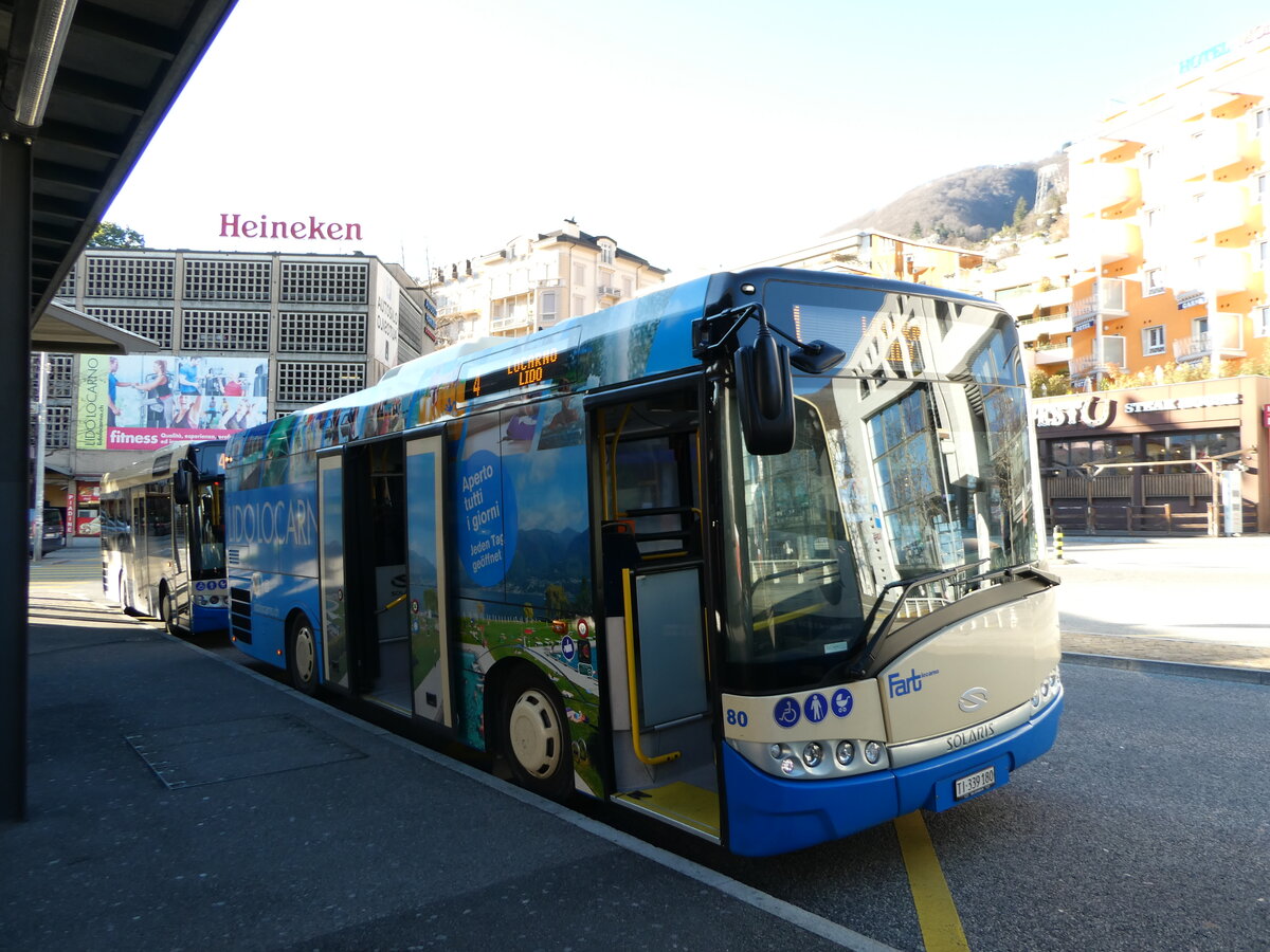 (244'947) - FART Locarno - Nr. 80/TI 339'180 - Solaris am 10. Januar 2023 beim Bahnhof Locarno