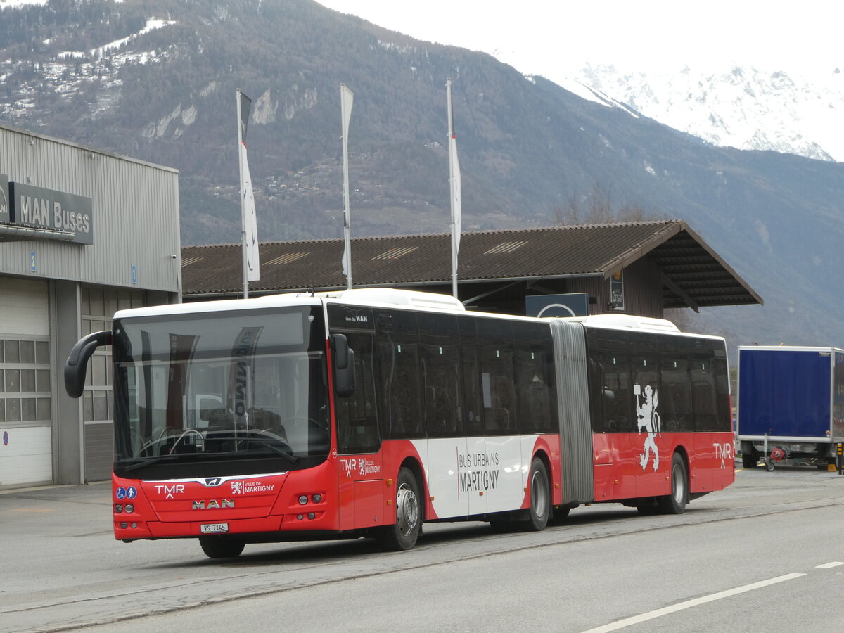 (245'051) - TMR Martigny - Nr. 151/VS 7145 - MAN am 14. Januar 2023 in Leytron, Garage Buchard