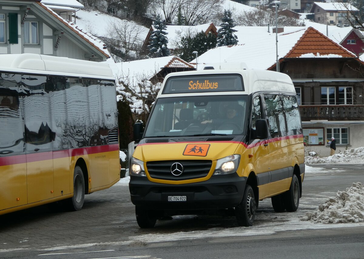 (245'277) - Engeloch, Riggisberg - Nr. 16/BE 704'922/PID 10'410 - Mercedes (ex PostAuto Ostschweiz Nr. 1; ex Haas, Appenzell) am 23. Januar 2023 in Riggisberg, Post