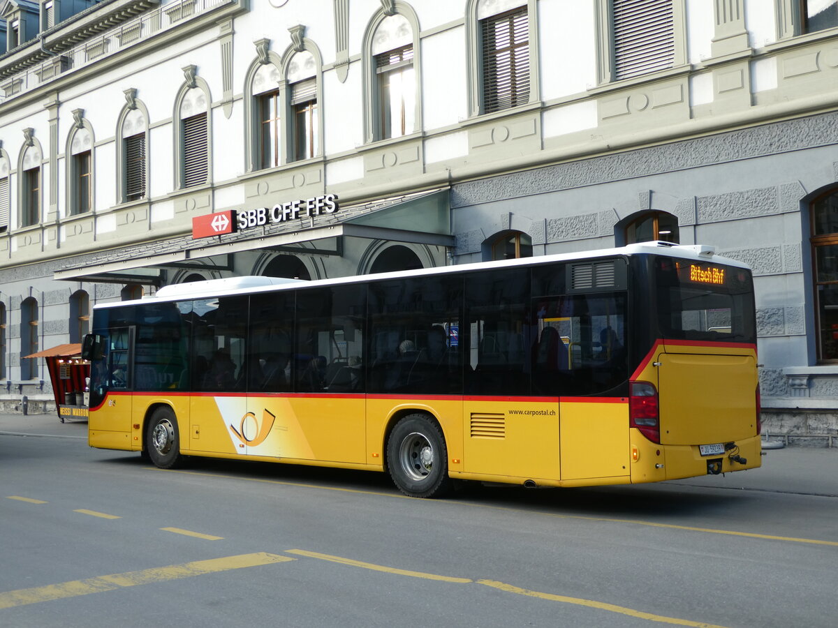 (245'608) - CarPostal Ouest - JU 59'239/PID 5282 - Setra (ex Nr. 23) am 31. Januar 2023 beim Bahnhof Brig