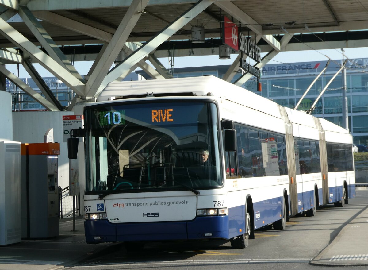 (245'975) - TPG Genve - Nr. 787 - Hess/Hess Doppelgelenktrolleybus am 9. Februar 2023 in Genve, Aroport