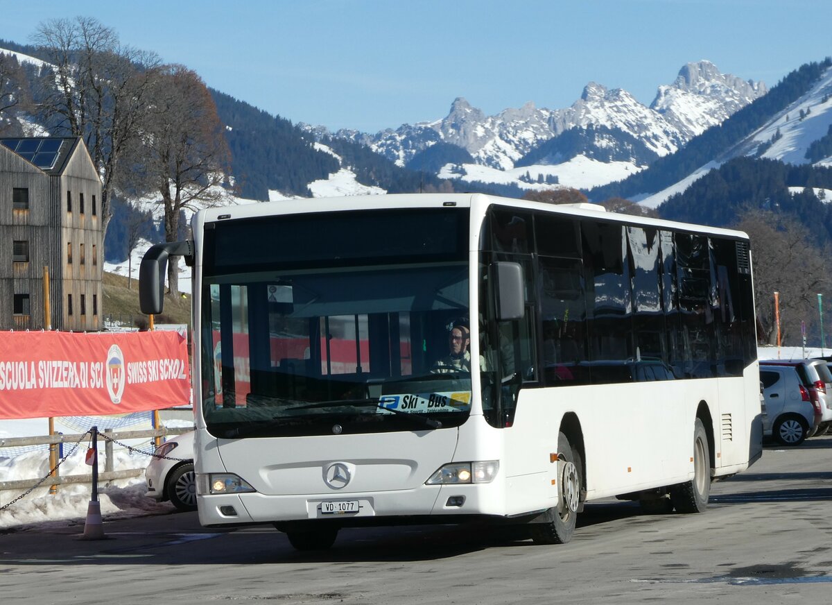 (246'030) - Interbus, Yverdon - Nr. 49/VD 1077 - Mercedes (ex MBC Morges Nr. 72) am 11. Februar 2023 in Leysin, Centre sportif (Einsatz Leysin-Excursions)