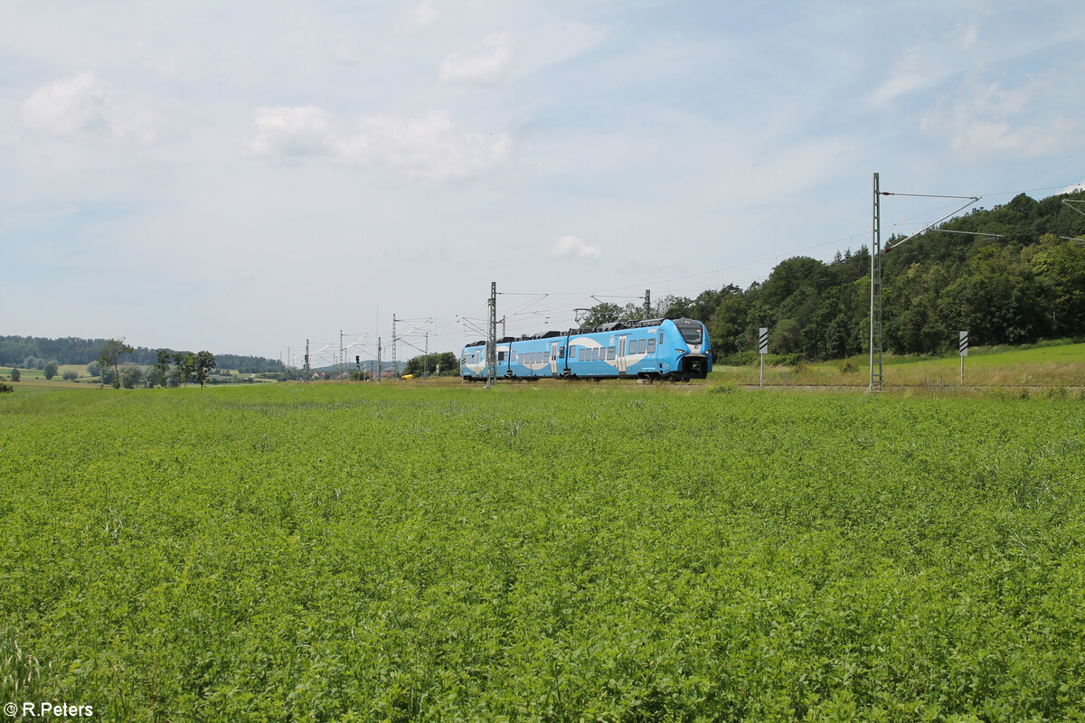 2463 032 als RE80 57161 Würzburg - Treuchtlingen bei Oberdachstetten. 08.06.24
