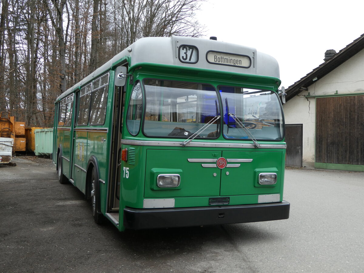 (246'689) - BVB Basel (RWB) - Nr. 75 - FBW/FHS am 26. Februar 2023 in Oberburg, Ziegelgut