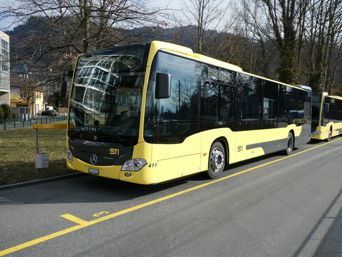 (246'762) - STI Thun - Nr. 411/BE 419'411 - Mercedes am 28. Februar 2023 bei der Schifflndte Thun