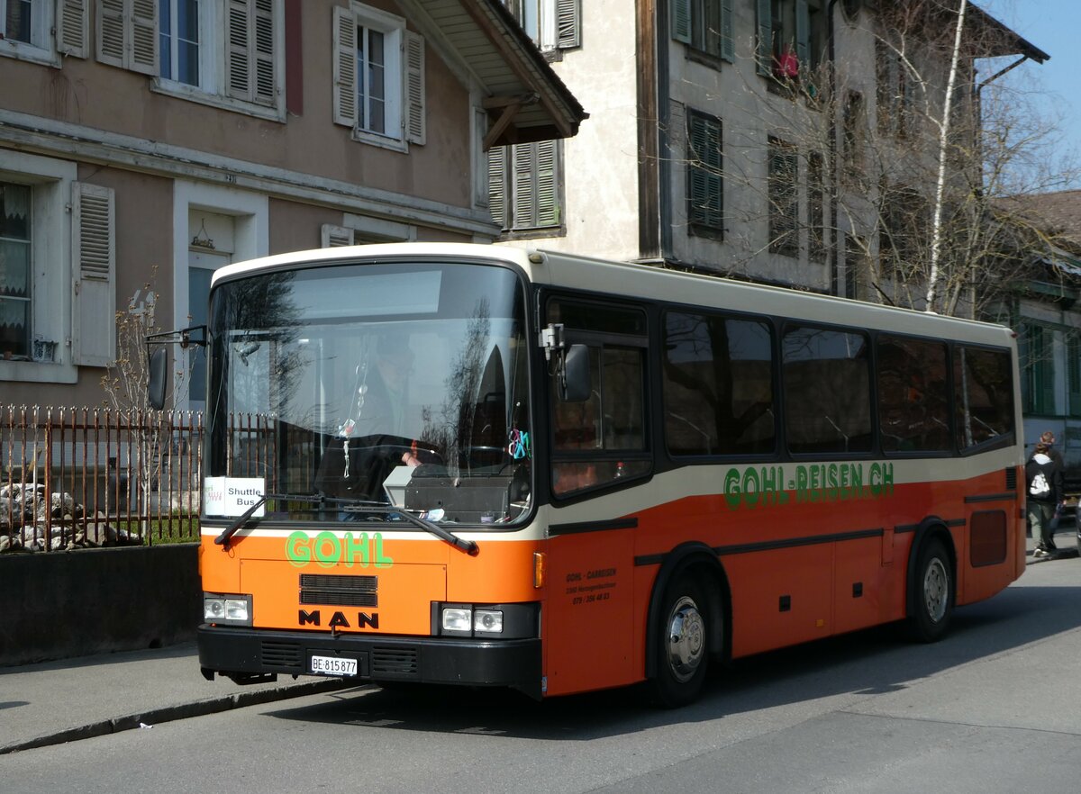 (246'886) - Gohl, Herzogenbuchsee - BE 815'877 - MAN/Lauber (ex AMSA Chiasso Nr. 19; ex Tresch, Amsteg PID 2290) am 5. Mrz 2023 in Thun, Expo