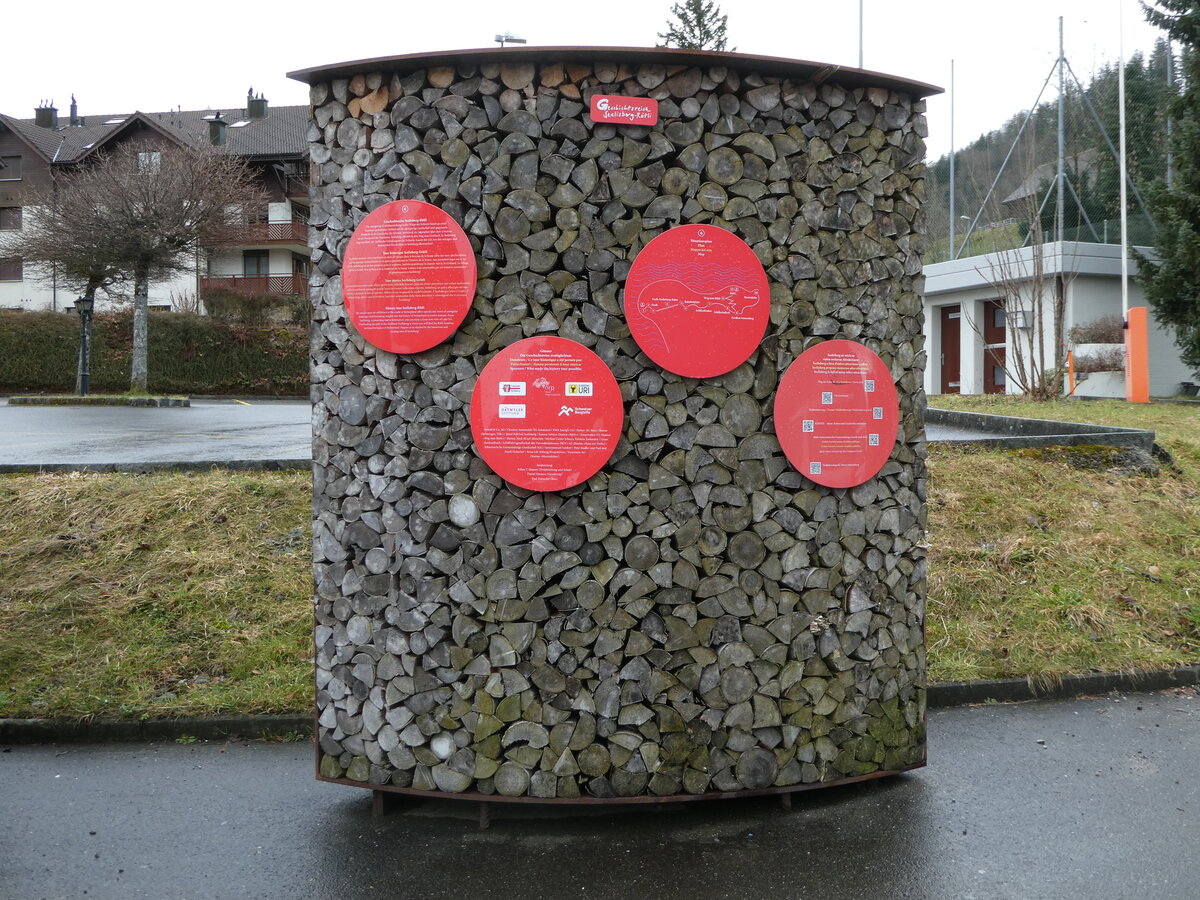 (247'119) - Geschichtsreise Seelisberg-Rtli am 10. Mrz 2023 beim Bahnhof Seelisberg