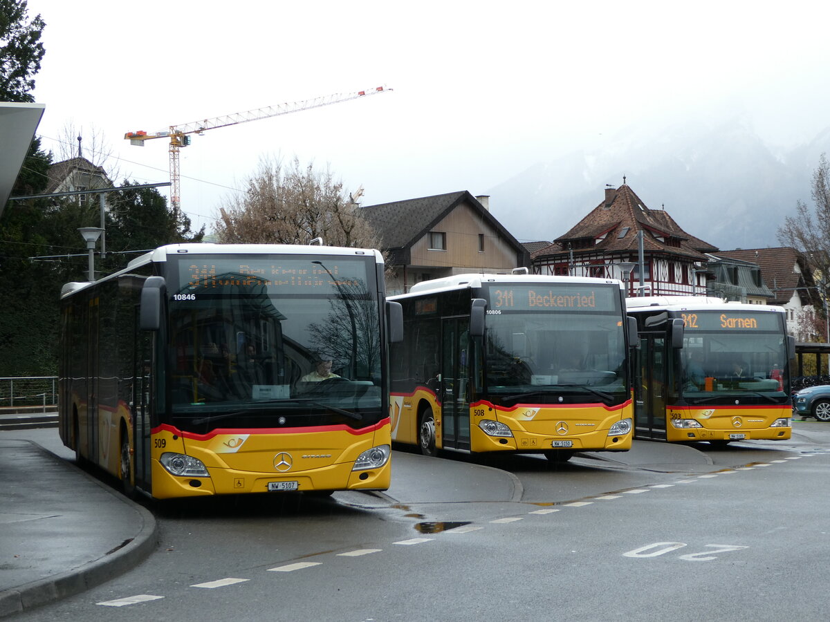 (247'129) - PostAuto Zentralschweiz - Nr. 509/NW 5107/PID 10'846 - Mercedes (ex Nr. 59; ex Nr. 12; ex Thepra, Stans Nr. 12) am 10. Mrz 2023 beim Bahnhof Stans