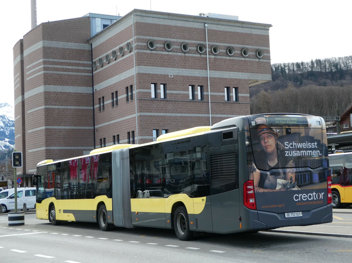 (247'170) - STI Thun - Nr. 167/BE 752'167 - Mercedes am 13. Mrz 2023 beim Bahnhof Spiez