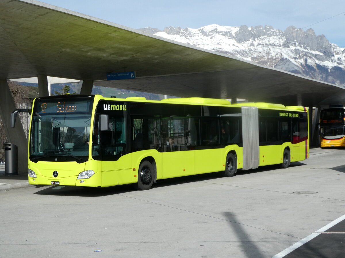 (247'306) - Aus Liechtenstein: BOS PS Anstalt, Vaduz - Nr. 595/FL 40'237 - Mercedes (ex PLA Vaduz Nr. 63/PID 10'593) am 17. Mrz 2023 beim Bahnhof Buchs