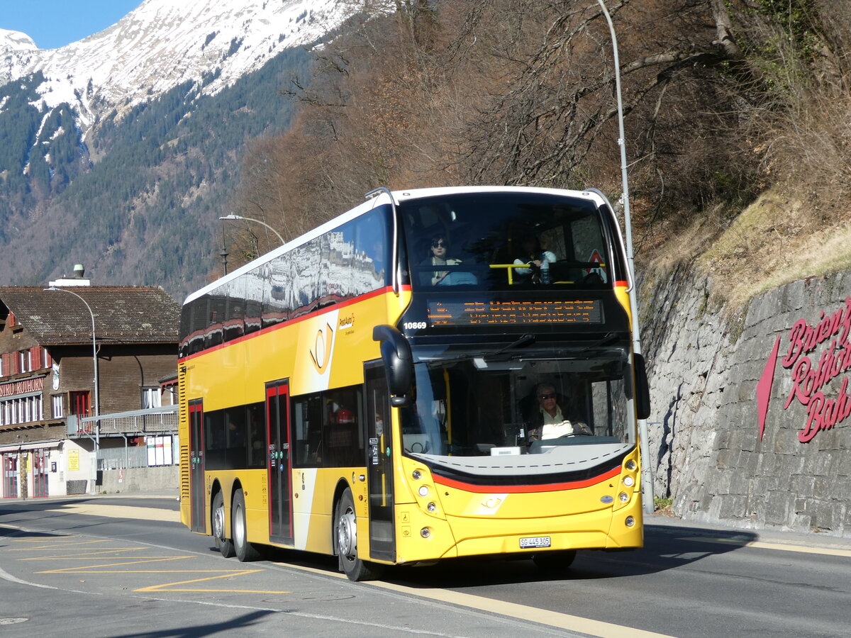 (247'395) - PostAuto Ostschweiz - SG 445'305/PID 10'869 - Alexander Dennis (ex AR 45'267) am 18. Mrz 2023 beim Bahnhof Brienz