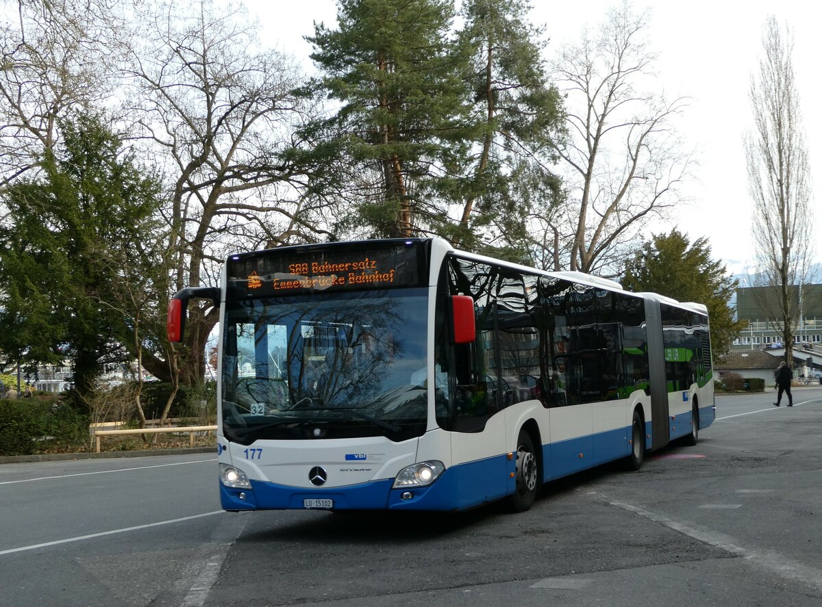 (247'451) - VBL Luzern - Nr. 177/LU 15'102 - Mercedes am 18. Mrz 2023 in Luzern, Inseli-P