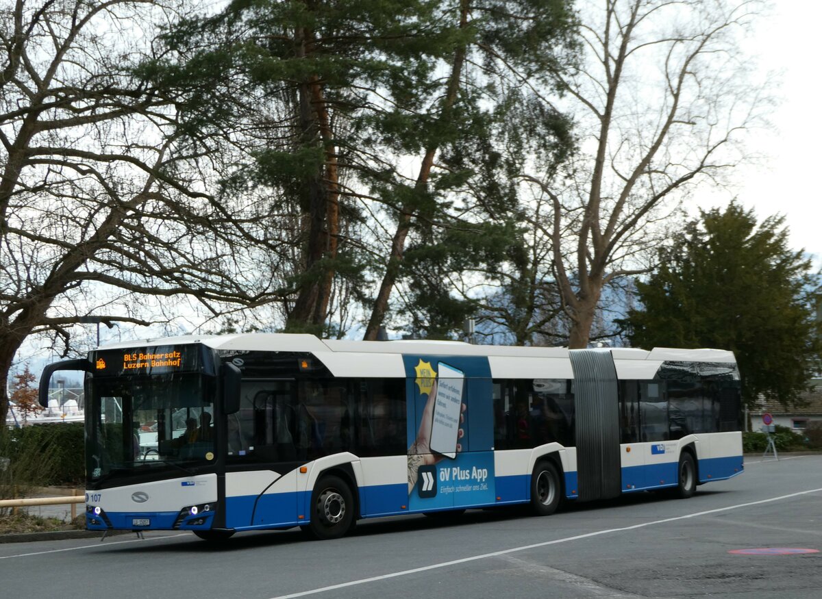 (247'460) - VBL Luzern - Nr. 107/LU 15'057 - Solaris am 18. Mrz 2023 in Luzern, Inseli-P