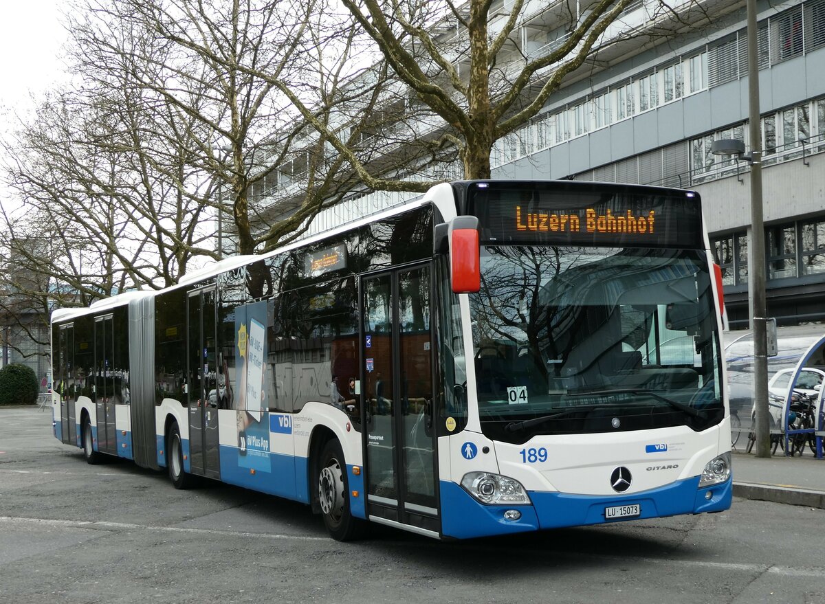 (247'465) - VBL Luzern - Nr. 189/LU 15'073 - Mercedes am 18. Mrz 2023 in Luzern, Inseli-P