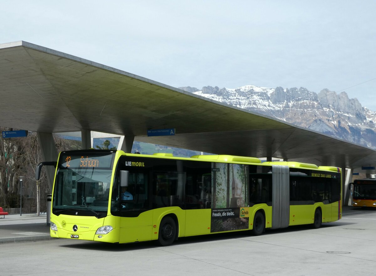 (247'494) - Aus Liechtenstein: BOS PS Anstalt, Vaduz - Nr. 594/FL 40'236 - Mercedes (ex PLA Vaduz Nr. 64/PID 10'594) am 21. Mrz 2023 beim Bahnhof Buchs