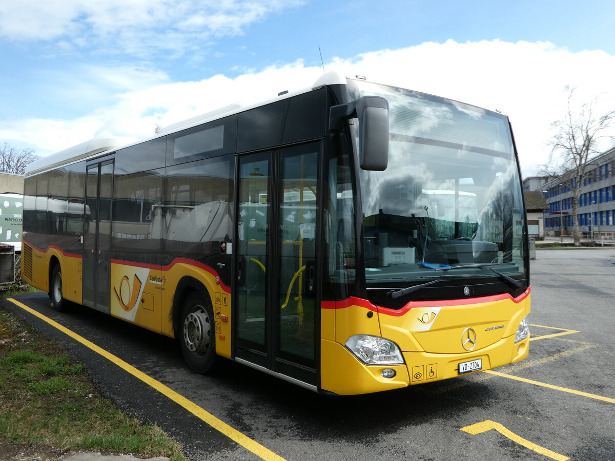 (247'676) - CarPostal Ouest - VD 2704/PID 10'527 - Mercedes (ex TPB, Sdeilles) am 25. Mrz 2023 in Yverdon, Garage 